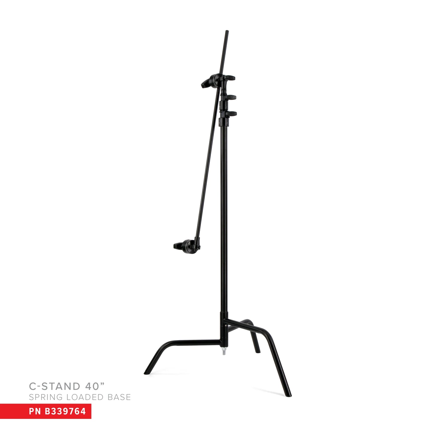 40" Double Riser Spring Loaded Folding C-Stand w/Grip Head & Arm Black