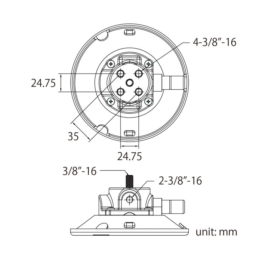 Kupo - 6in Metal Pump Suction Cup with 5/8in Swivel Baby Receiver