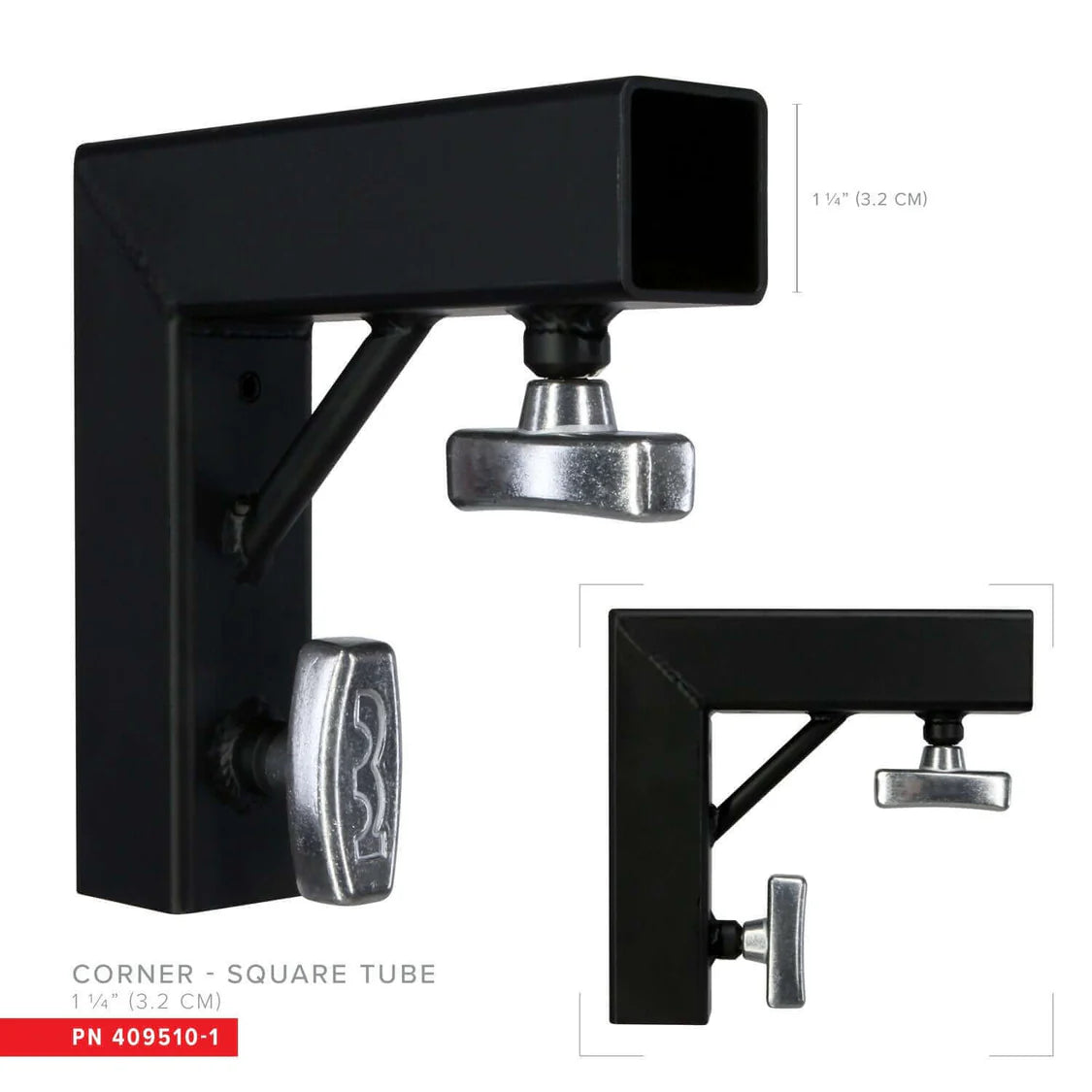 Coin pour tube carré de 1-1/4 po - Profil bas