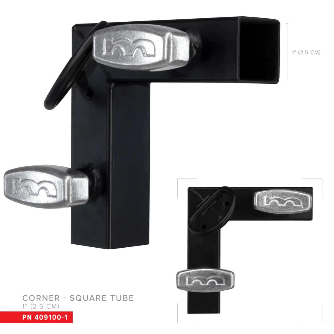 Coin pour tube carré de 1 po