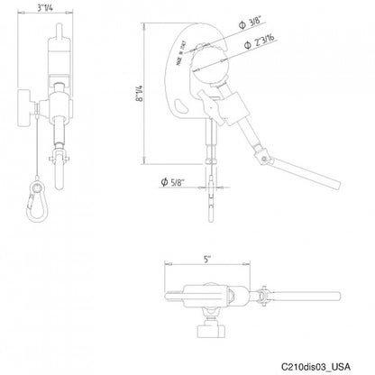 Avenger Baby Pipe Clamp with 16mm/ 5/8in Pin & Tommy Bar