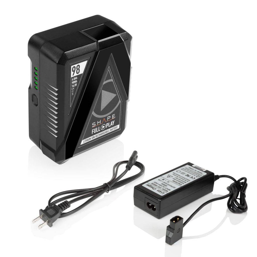 Batterie rechargeable SHAPE Full Play 98 Wh à fixation V-Mount avec chargeur portable SHAPE Full Play D-Tap
