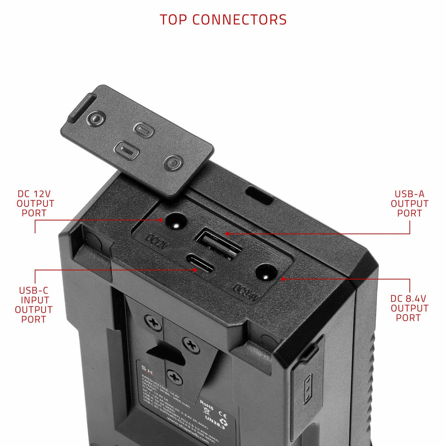 Batterie SHAPE Mini 50 Wh à fixation V-Mount, entrée/sortie USB-C