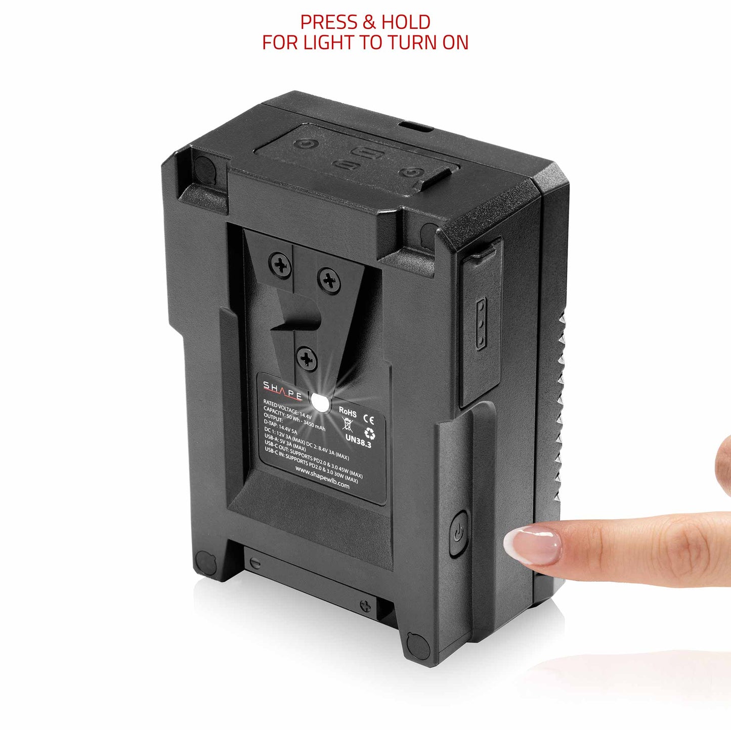 Batterie SHAPE Mini 50 Wh à fixation V-Mount, entrée/sortie USB-C