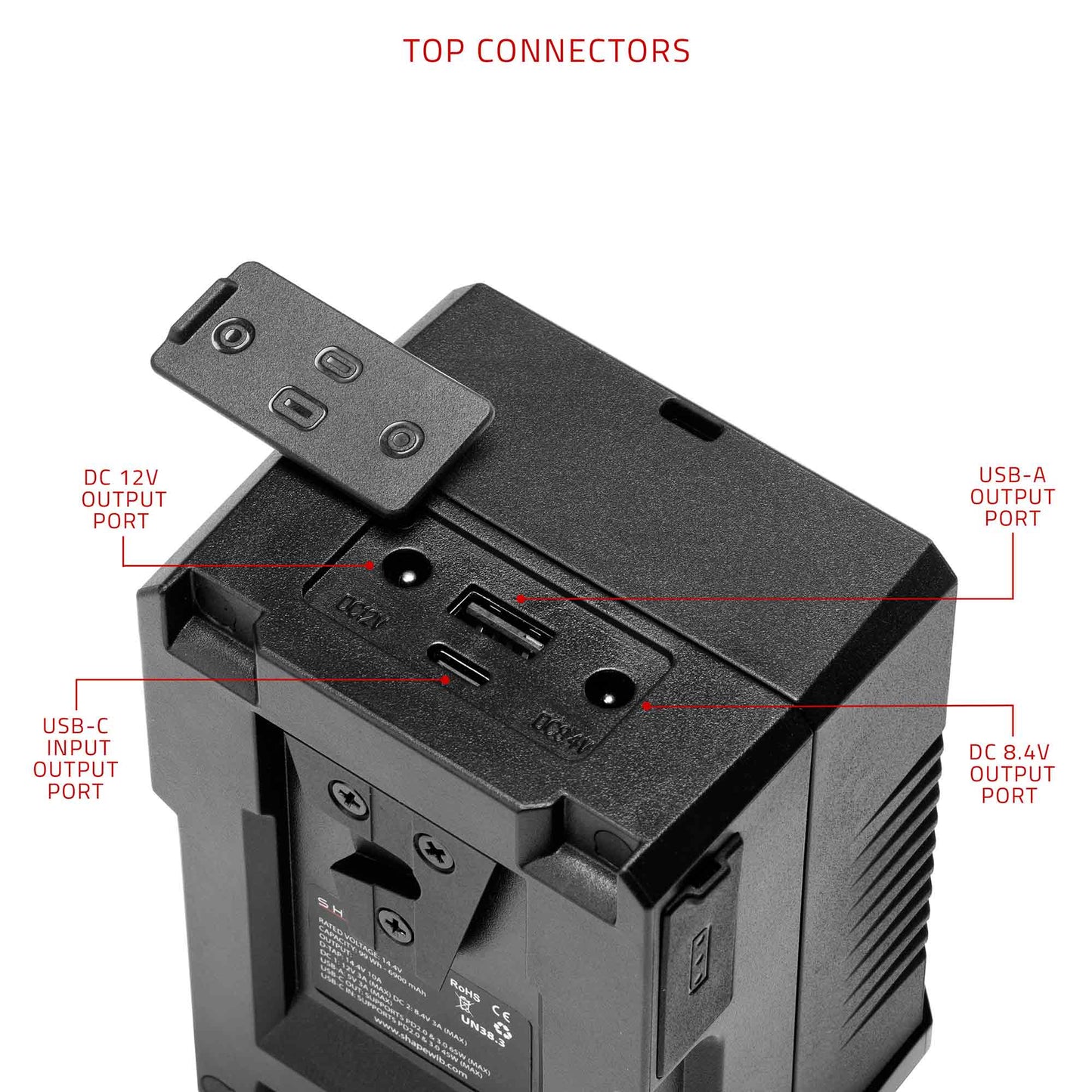 Batterie SHAPE Mini 99 Wh à fixation V-Mount avec entrée/sortie USB-C